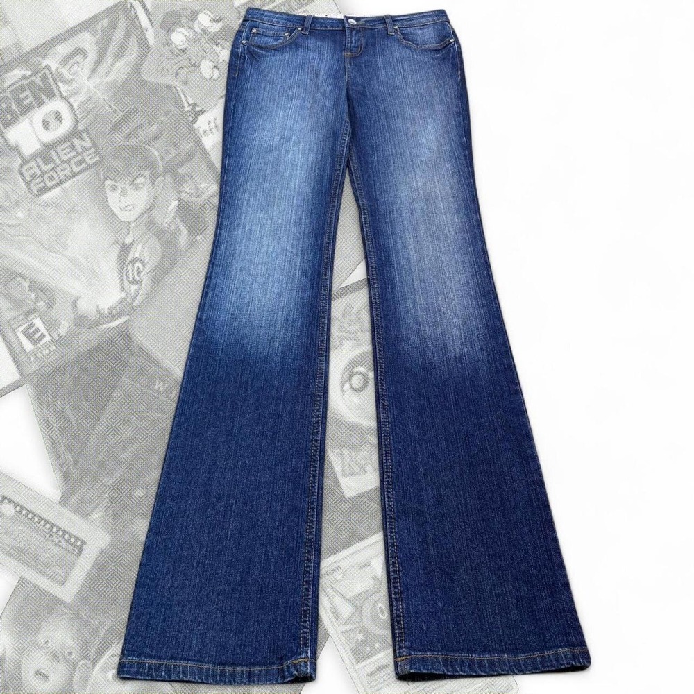 Vintage Y2K L.E.I Medium Wash Low Rise Tall Flared Bootcut Denim Jeans Size 11